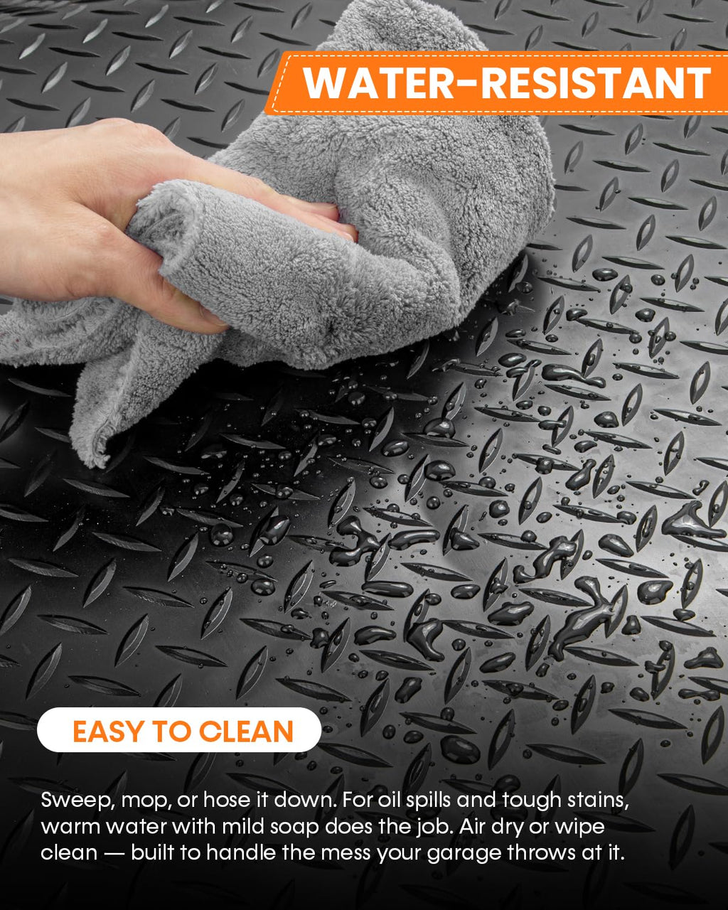 SEAL 5 x 8 FT Premium Garage Floor Mat, Solid 2.8mm Thick Lay-Flat Black Commercial Grade Heavy Duty Parking Mat for Golf Cart, Workbench, ATV, Water/Stain Resistant Runner (Embossed Coin Grip)