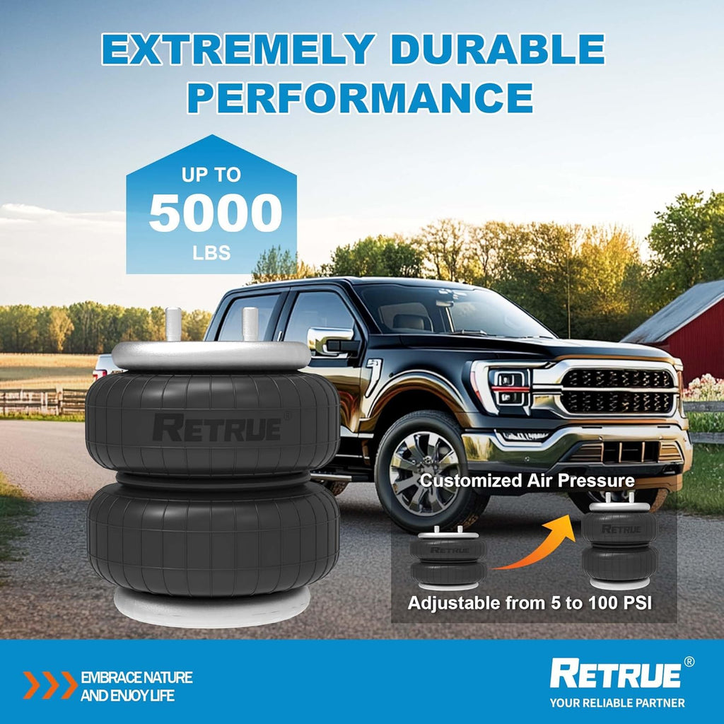RETRUE Rear Air Bags Suspension Kit for 2015-2026 Ford F150 Truck Towing, 5000 Lbs of Load Leveling Capacity, Replacement for Firestone 2582 Ride Rite Airbags for Trucks Rear Suspension