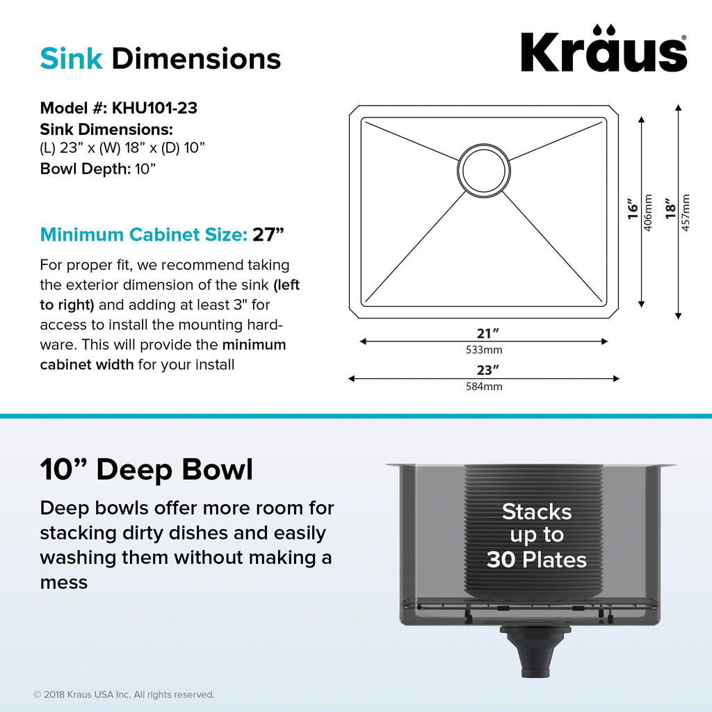 KRAUS Standart PRO™ 32-inch 16 Gauge Undermount 60/40 Double Bowl Stainless Steel Kitchen Combo with WasteGuard™ Continuous Feed Garbage Disposal, KHU103-32-100-75MB