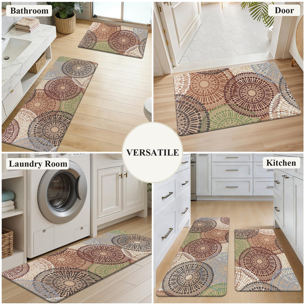 HEBE Anti Fatigue Kitchen Rugs Sets of 2, Non Slip Kitchen Mats for Floor, Waterproof Cushioned Comfort Standing Carpet for Kitchen Sink, Home Office, Laundry Room