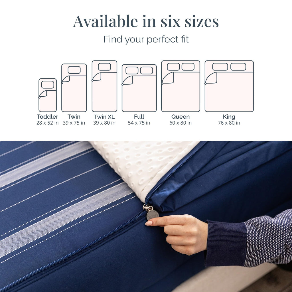 Beddy's Navy Blue All-in-One Zipper Bedding Set - Minky Lined - Twin | Smooth-Glide Zippers, Durable Construction, Easy To Make & Wash, 100% Cotton Exterior, Includes Pillowcase & Sham