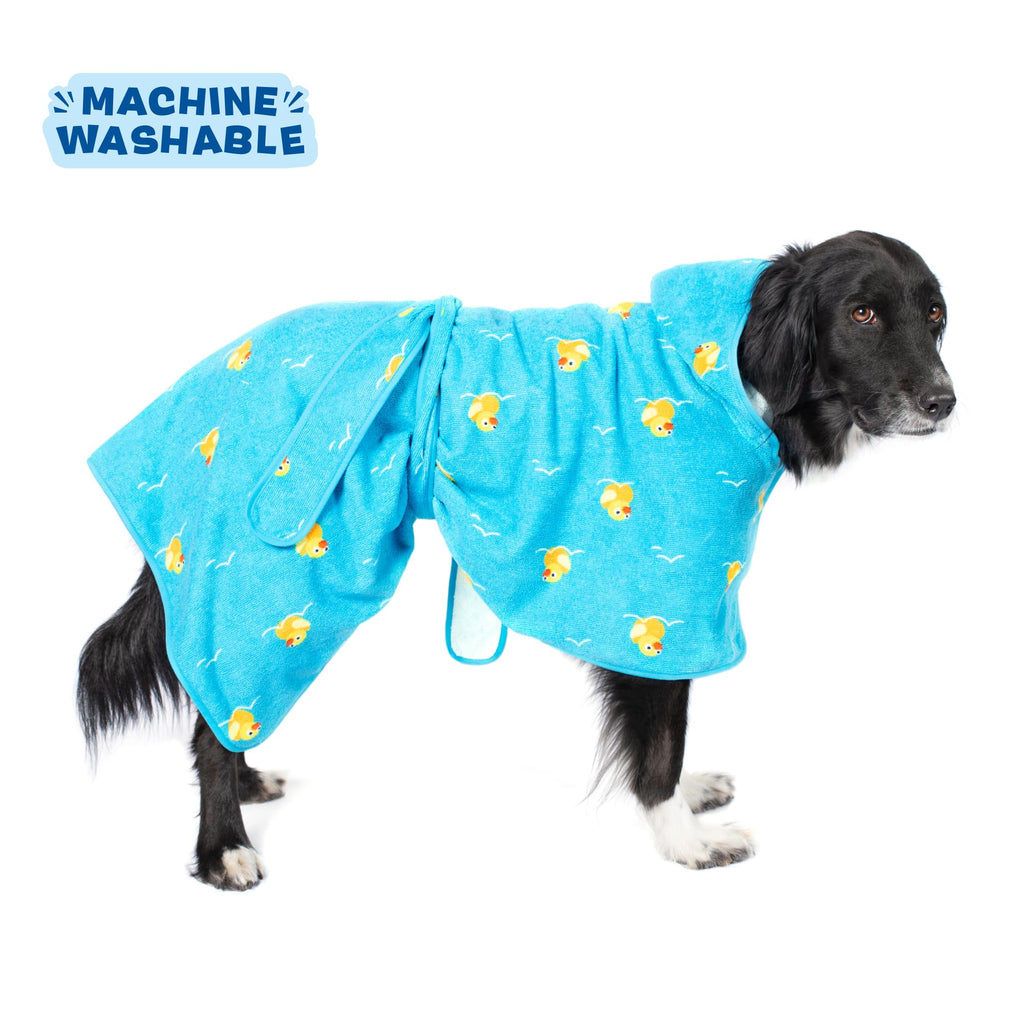 Barkbox Dog Bathrobe Fast Drying with Hook and Loop Closure & Wrap Tie Snuggle, Cute Dogs Clothes, Easy to Clean, Machine Washable, Dog Coats and Tumble Dry Low - Bunny, Medium