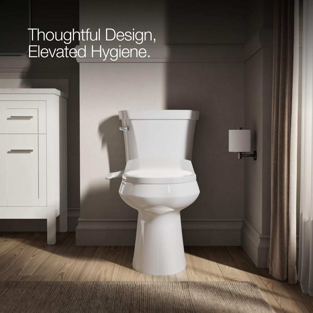 Kohler PureWash M250 Manual Round Bidet Toilet Seat, White, Quiet-Close Lid Prevents Slamming, Easy Installation with Quick-Release Hinges, Adjustable Spray Position & Pressure