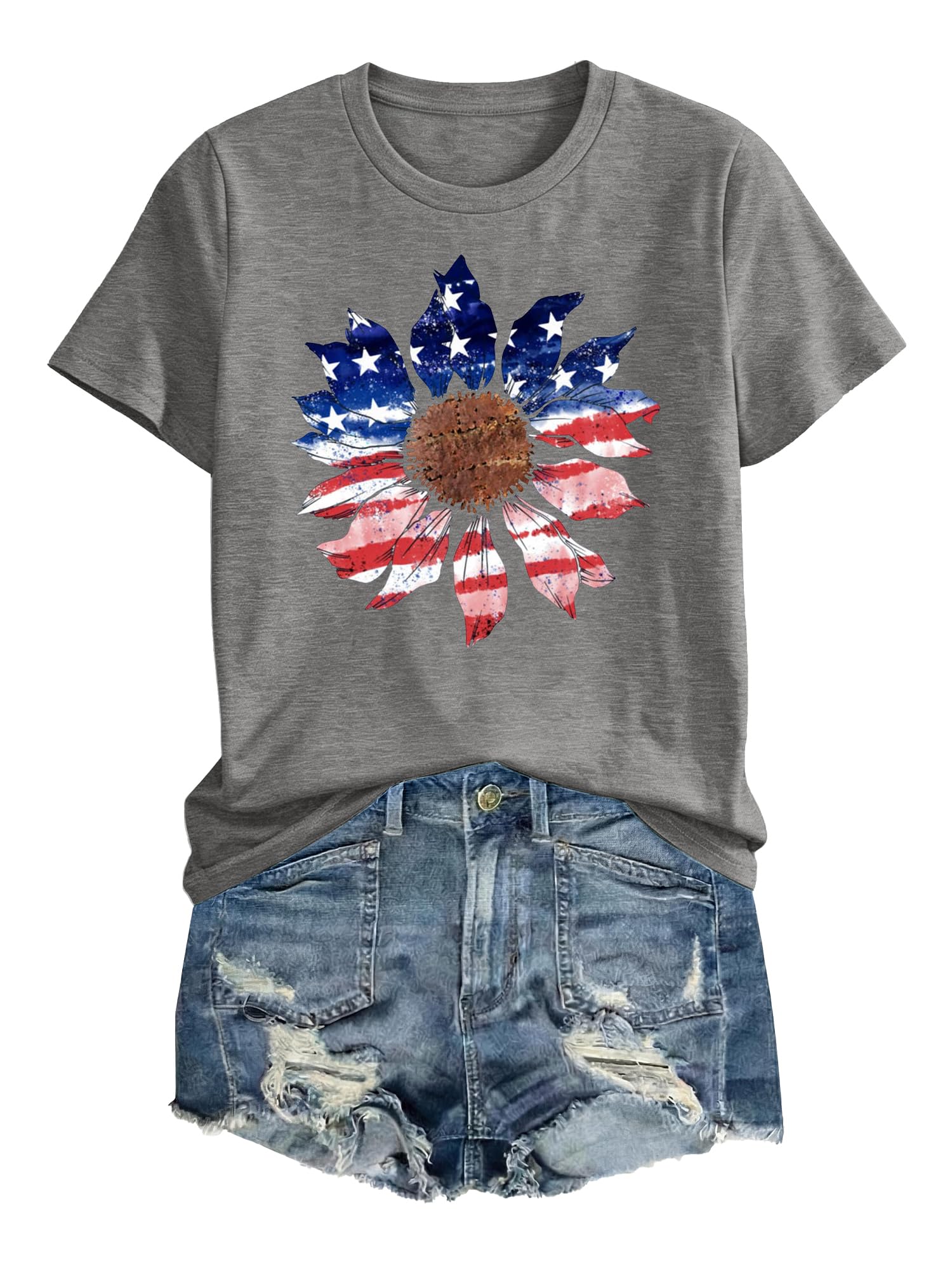 Anbech Womens Dandelion Graphic T-Shirts Teen Girls Cute Sunflower Print Casual Tee Tops
