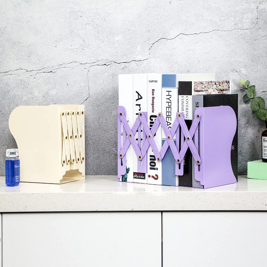 Aobopar Adjustable Book Ends, Metal Bookends for Heavy Books, Desk Book Holder for Shelves, Book Organizer for Desk, Suitable for Office, Home and School Use (Black)