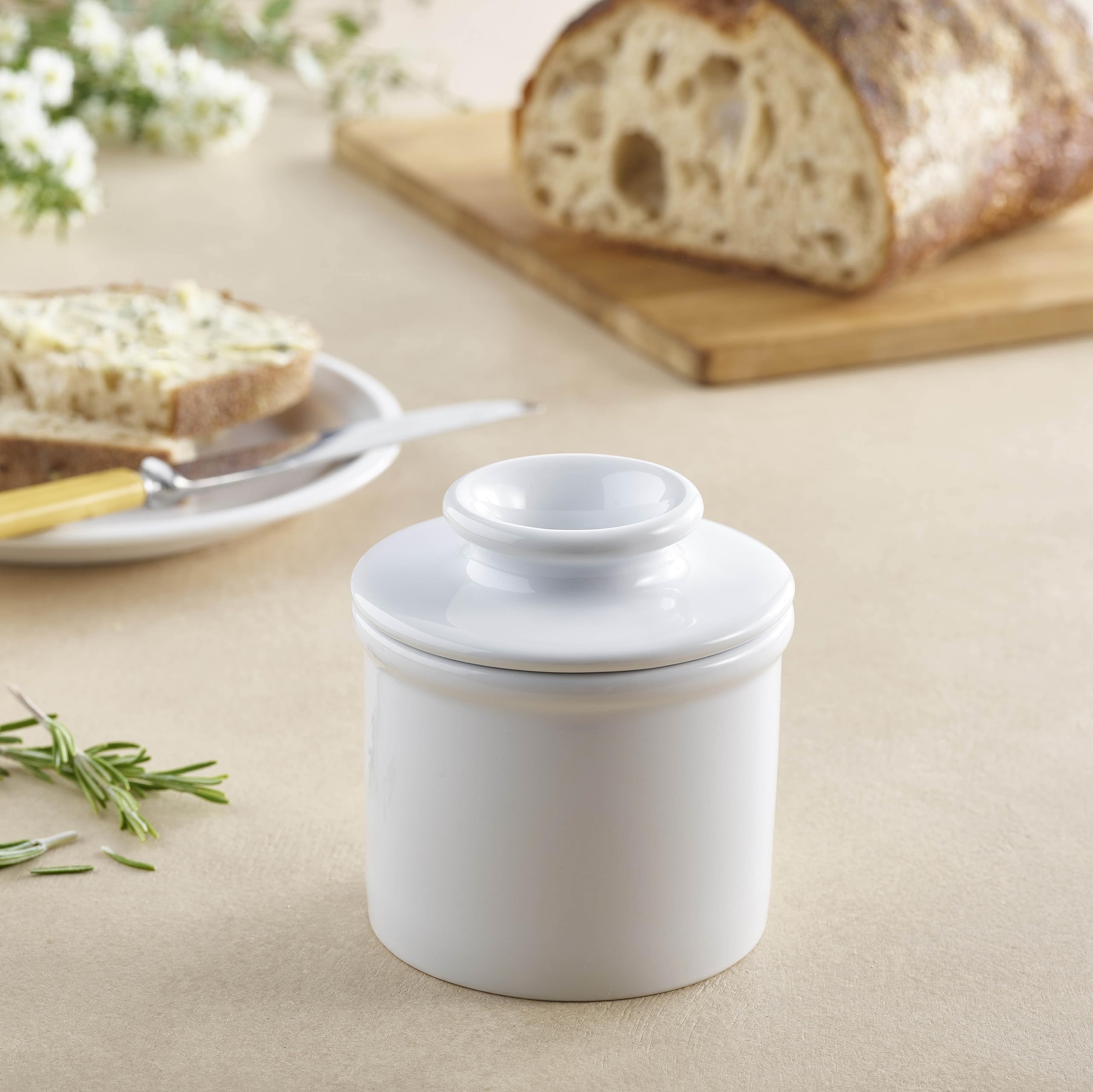 Butter Bell - The Original Butter Bell Crock by L. Tremain, a Countertop French Ceramic Butter Dish Keeper for Spreadable Butter, French Ceramic Butter Dish Keeper, Specialty (Ivory Matte)