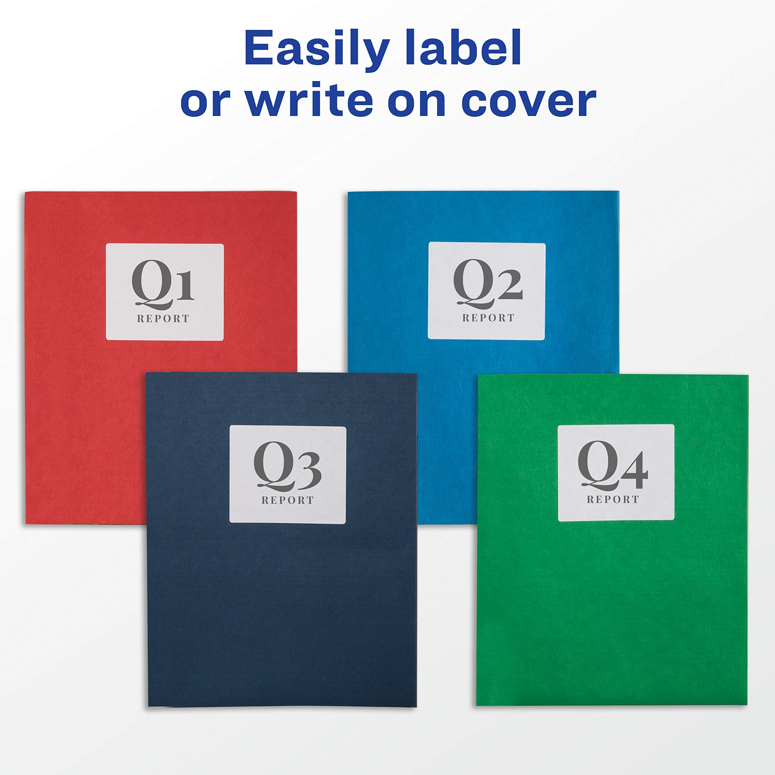 Avery Two Pocket Folders, Holds up to 40 Sheets, Business Card Slot, Ideal for Portfolios, Presentations and School, Dark Blue, Box of 25 (47985)