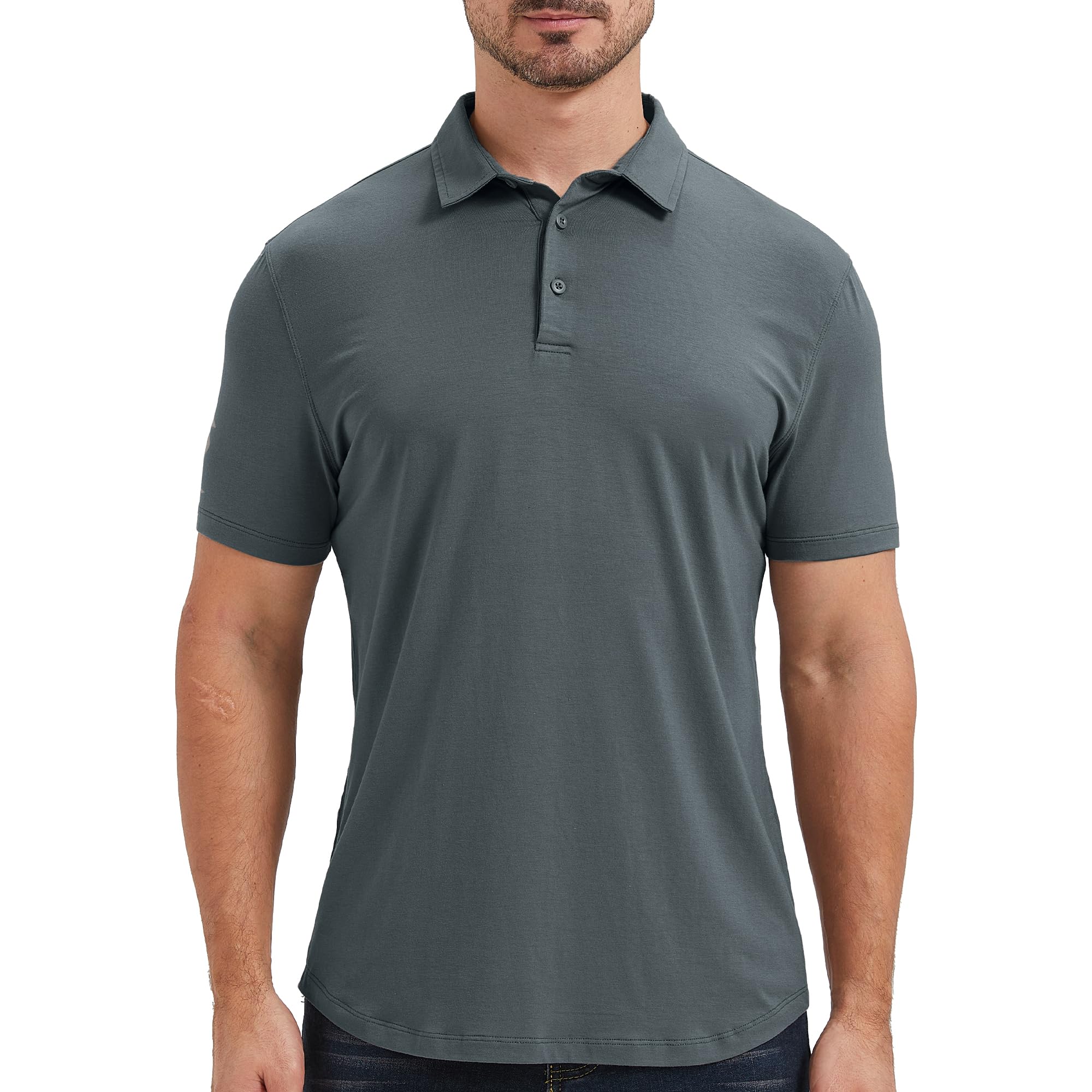 netdraw Mens Lightweight Bamboo Viscose Polo Ultra Soft Curved Hem UPF 50+ Casual Collared Golf Shirt