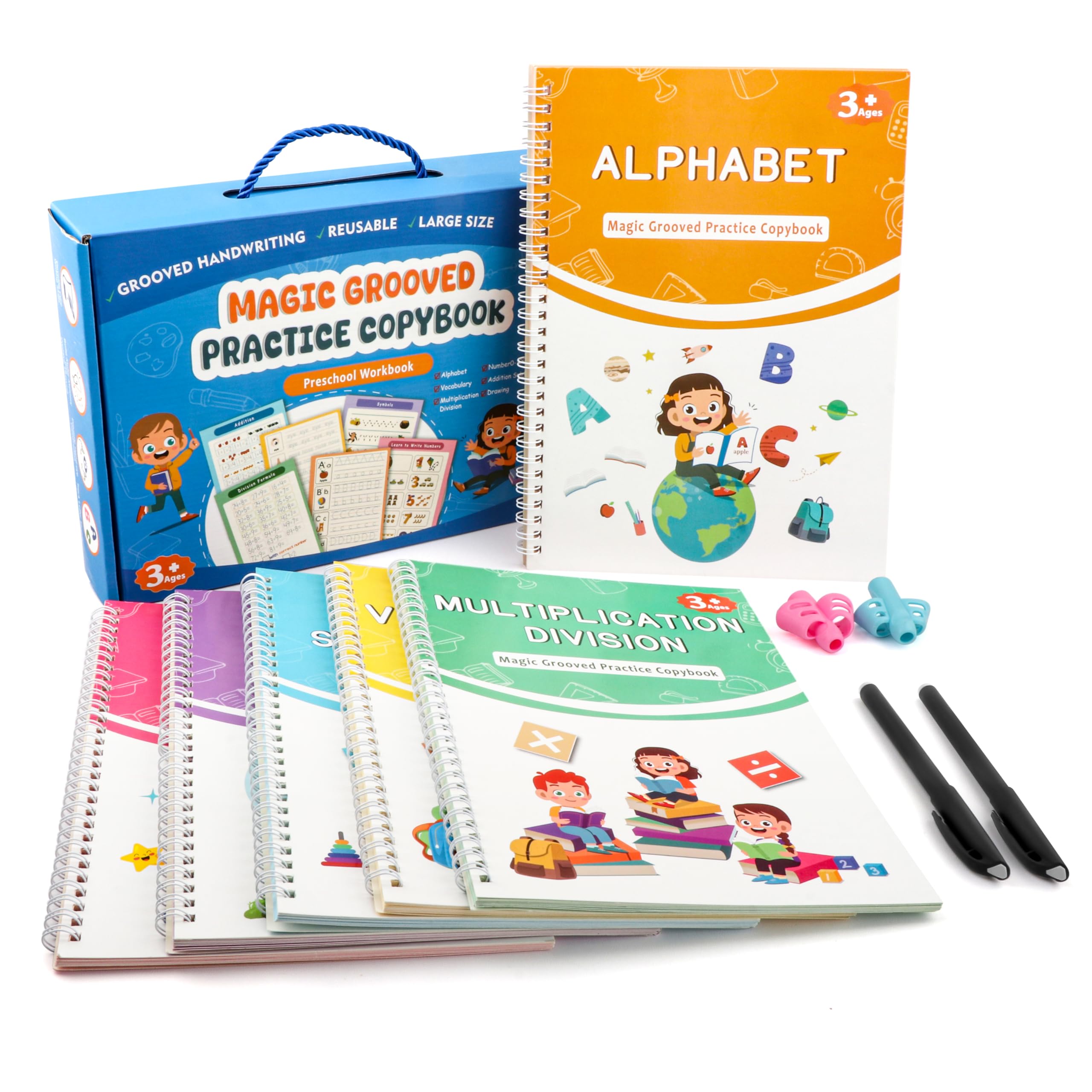 AALGO Large Magic Grooved Writing Practice Books- Reusable Handwriting Practice for Kids 8-10 - Preschool Workbook- Letter Tracing for Kids Ages 3-5