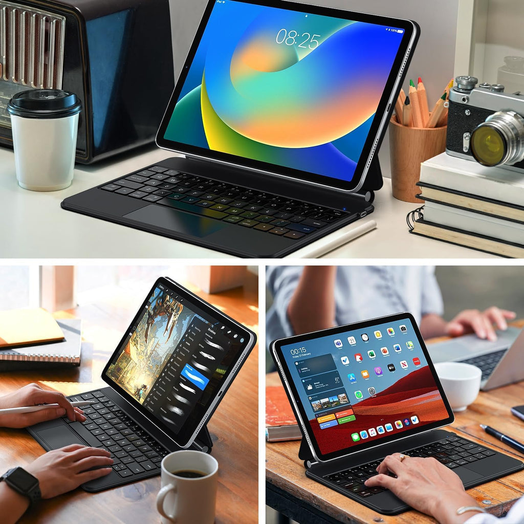runelk Keyboard Case for iPad 10th Generation 2022 & 11th (A16, 2025) – Magic-Style Keyboard with Multi-Touch Trackpad – Floating Cantilever Stand – Magnetic Case for iPad 10.9 inch 10th / 11th Gen.