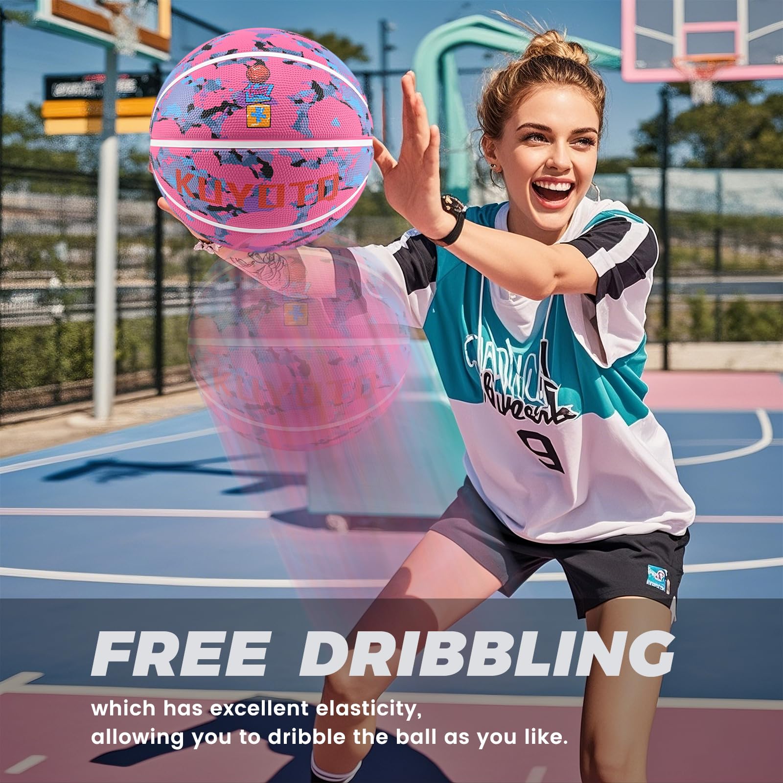 KUYOTQ Kids Youth Adult Size 3/4/5/6/7 (22/25.5/27.5/28.5/29.5") Basketball Premium Rubber or Faux Leather Basketball Indoor Outdoor Basketball for Boys Girls Womens Mens Basketball Gifts (Deflated)