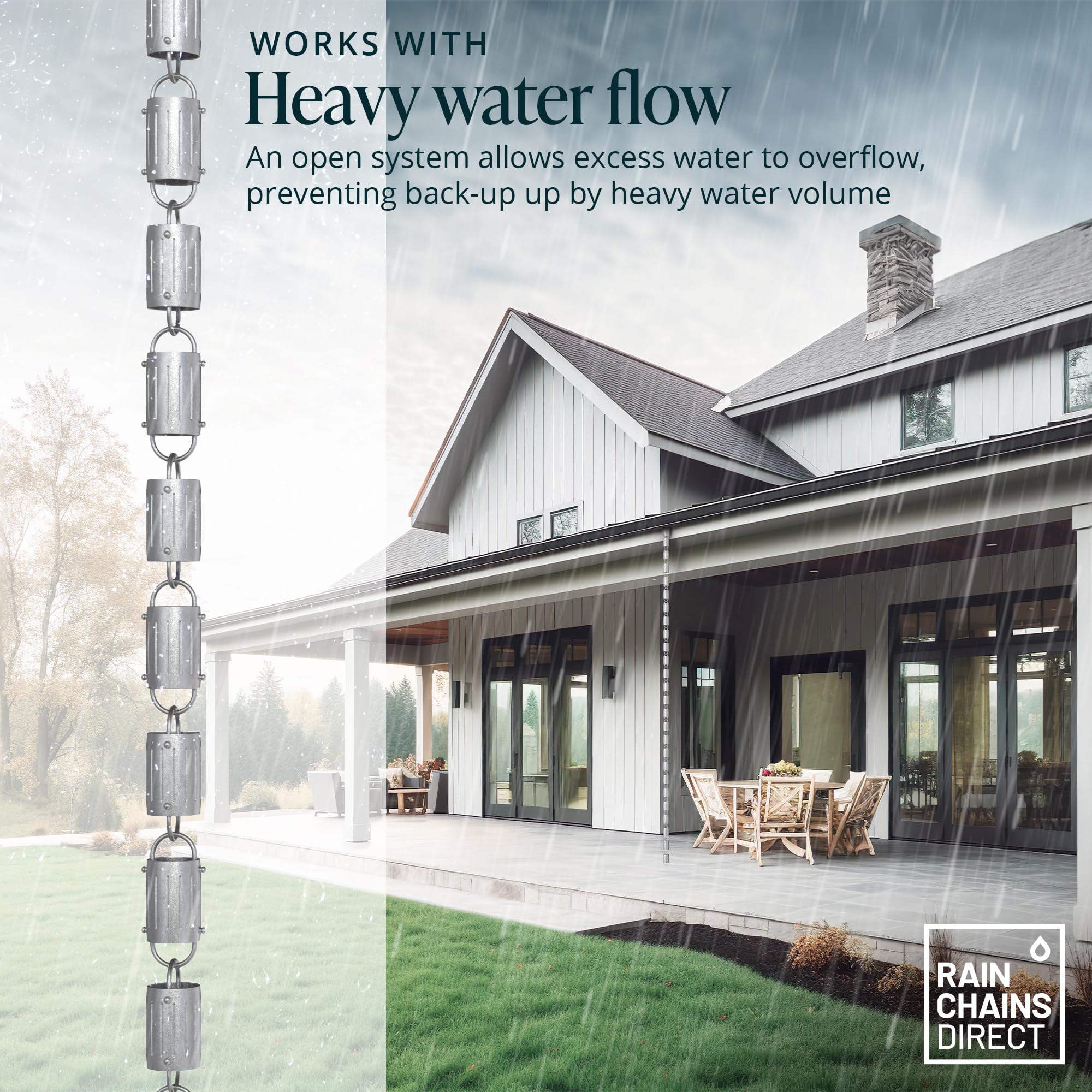 Rain Chains Direct Square Link Rain Chain Extension, 3 Feet in Length, Aluminum, Black Powder Coated, Functional and Decorative Replacement for Gutter Downspouts