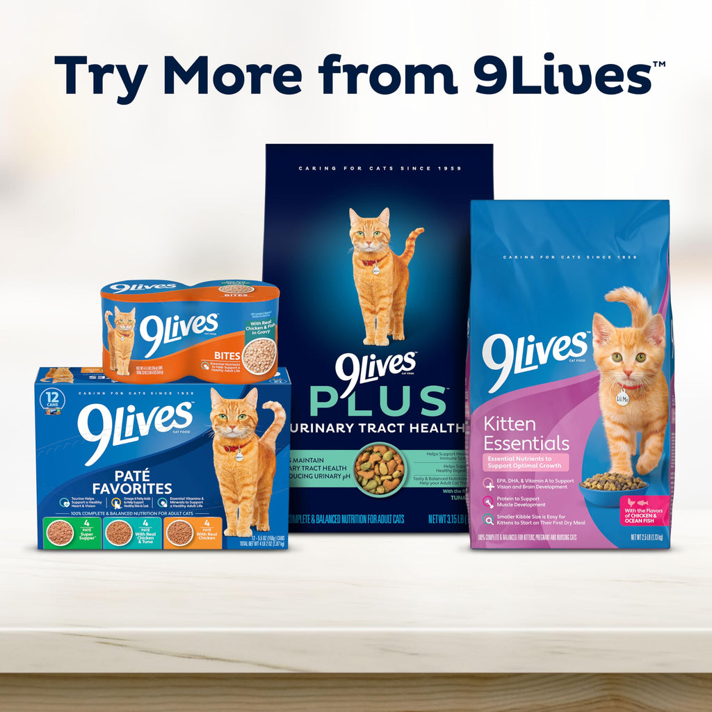 9Lives Daily Essentials Dry Cat Food for Adult Cats with Chicken, Beef & Salmon Flavors, 3.15 lb. Bag (Pack of 4)