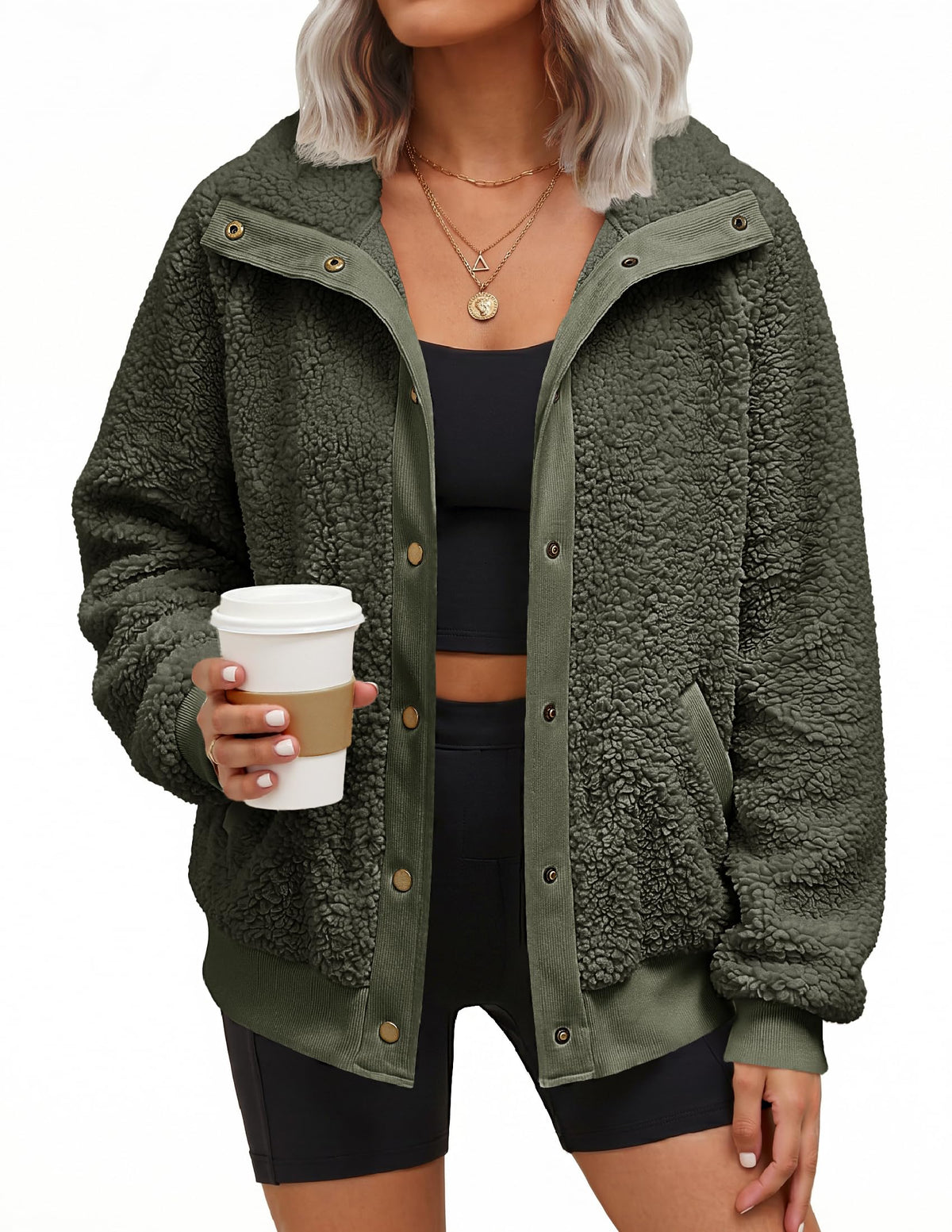 MEROKEETY Womens Sherpa Fleece Jacket 2026 Fall Casual Fuzzy Winter Coats