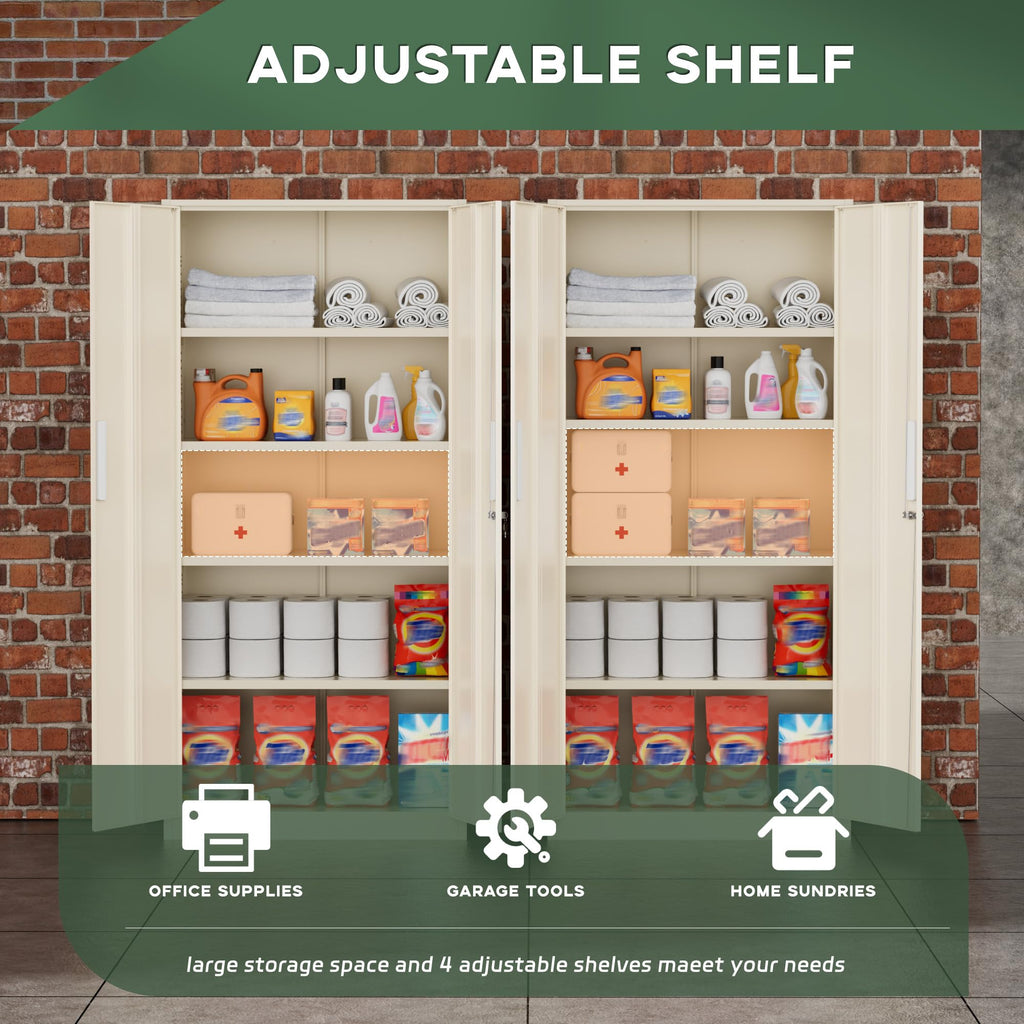 Greenvelly Metal Storage Cabinet, 36" Locking Storage Cabinet with Doors and Shelves, Lockable Storage Cabinets for Home Office, Utility Locker Cabinet, Steel Garage Cabinet with 2 Keys, Black