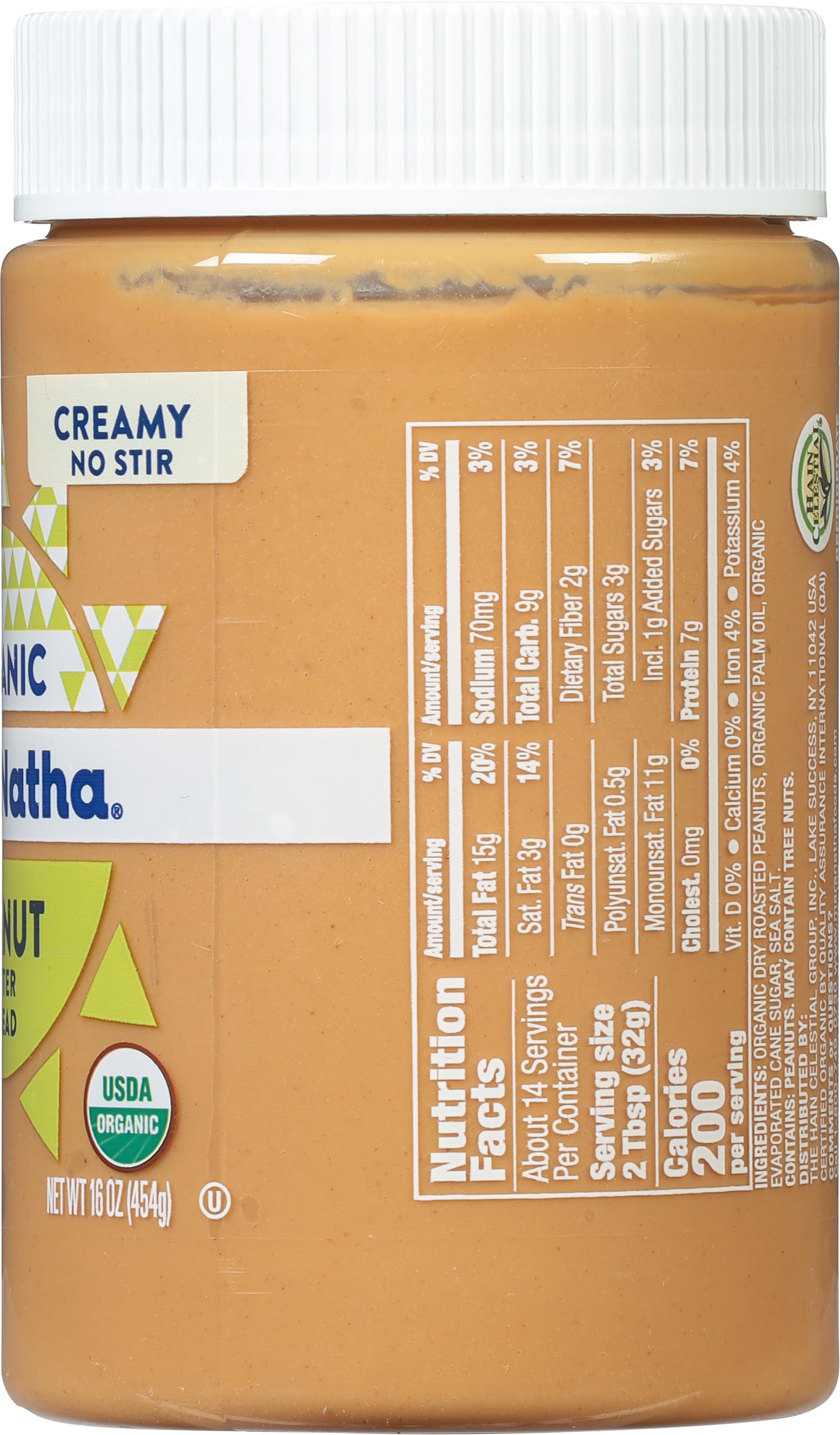 MaraNatha Organic Creamy Peanut Butter Spread, No Stir, 16 Ounce Jar