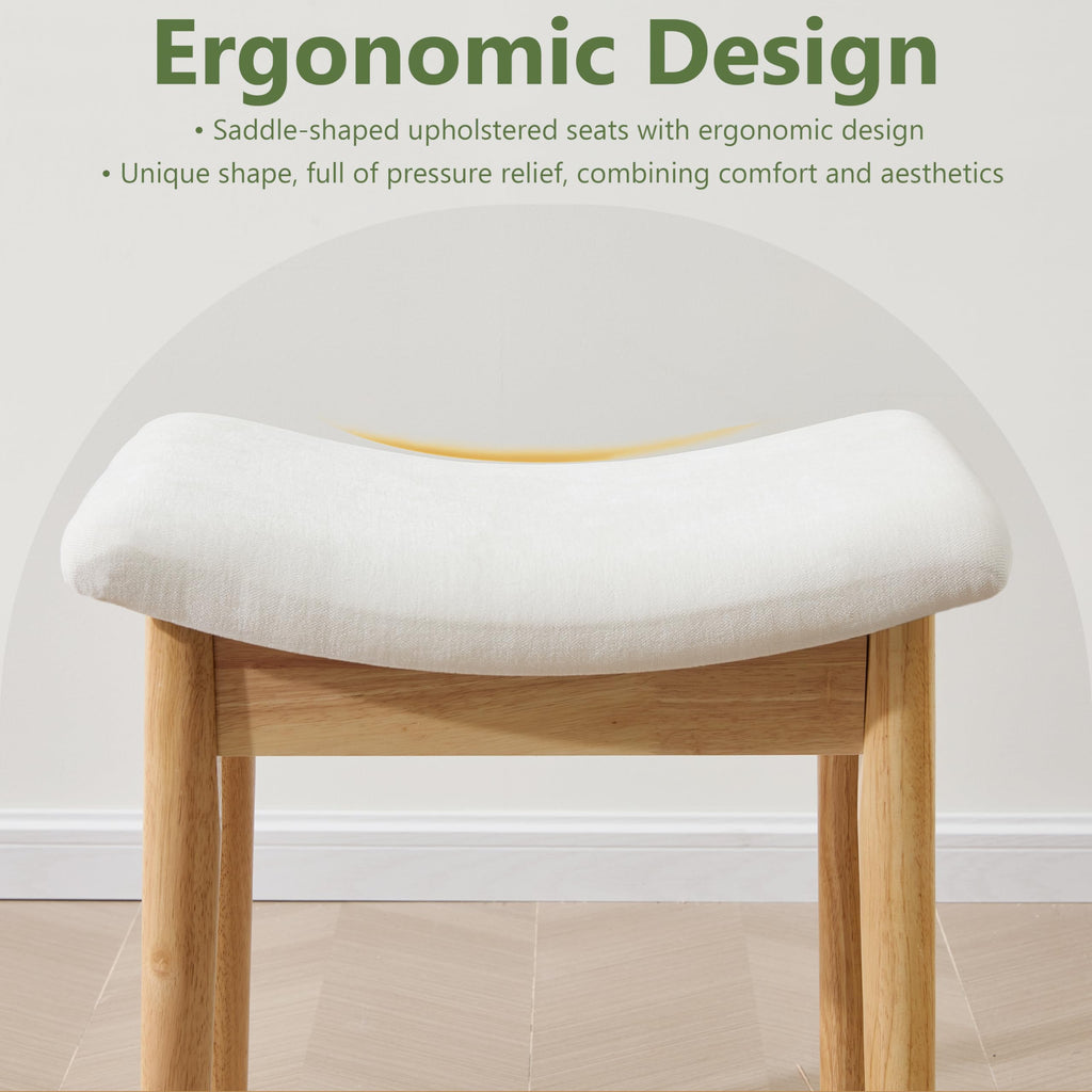 Royal Windsor Vanity Stool with Saddle Cushion, 18 Inch Makeup Vanity Chair for Living Room, Modern Foot Stool Ottoman Piano Bench,Small Upholstered Bench for Bedroom, Beige
