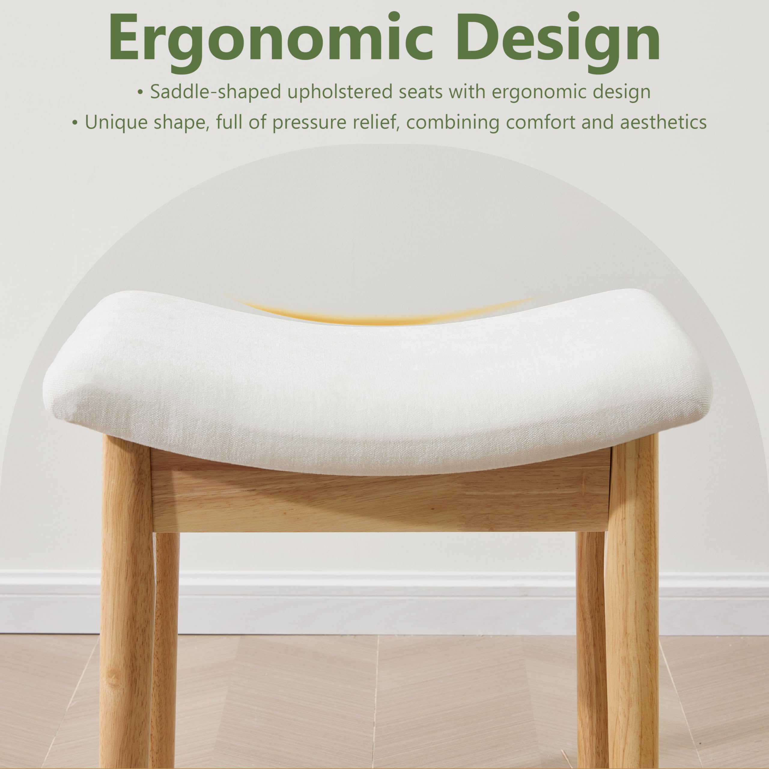 Royal Windsor Vanity Stool with Saddle Cushion, 18 Inch Makeup Vanity Chair for Living Room, Modern Foot Stool Ottoman Piano Bench,Small Upholstered Bench for Bedroom, Beige