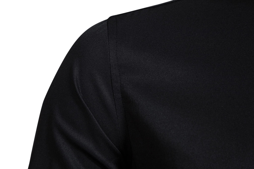 Men’s Banded Collar(Mandarin Collar) Long Sleeve Casual Solid Fancy Dress Shirts