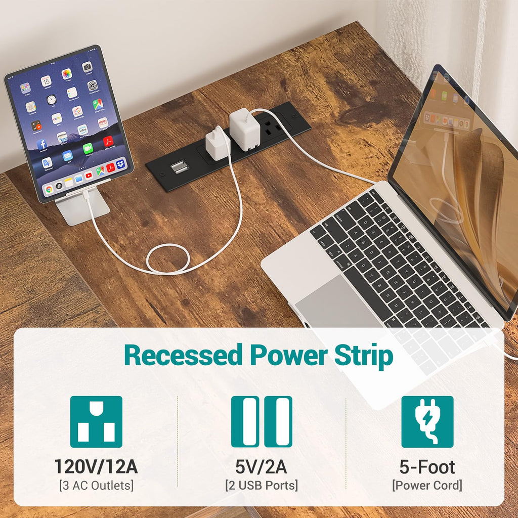 Reversible L Shaped Gaming Desk with Power Outlets and USB Charging Ports, Sturdy Computer Desk with Storage Shelf, Modern Corner Desk Home Office Table, Easy to Assemble, Gray Oak