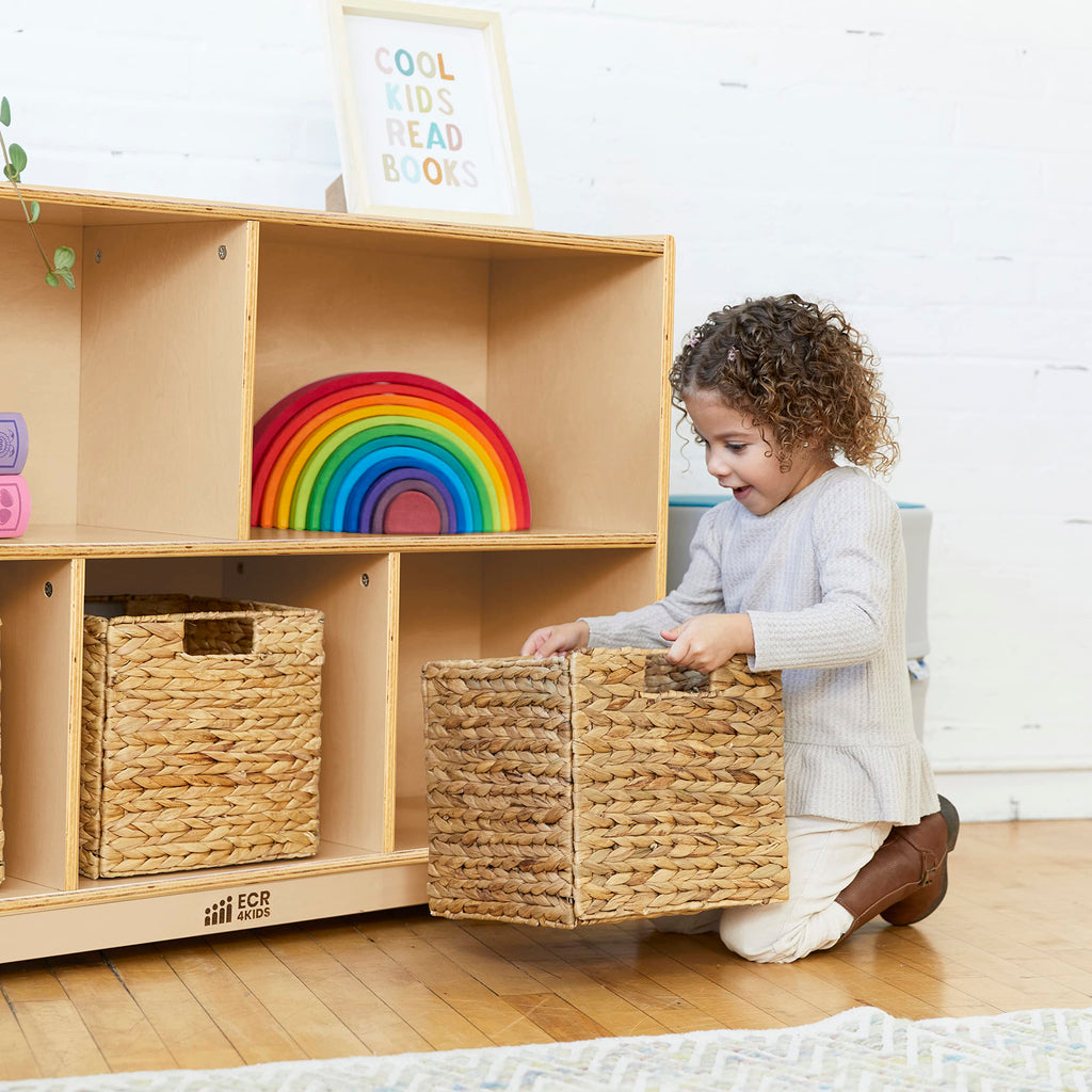 ECR4Kids 5-Compartment Mobile Storage Cabinet, Preschool, Classroom Furniture, Grey Wash