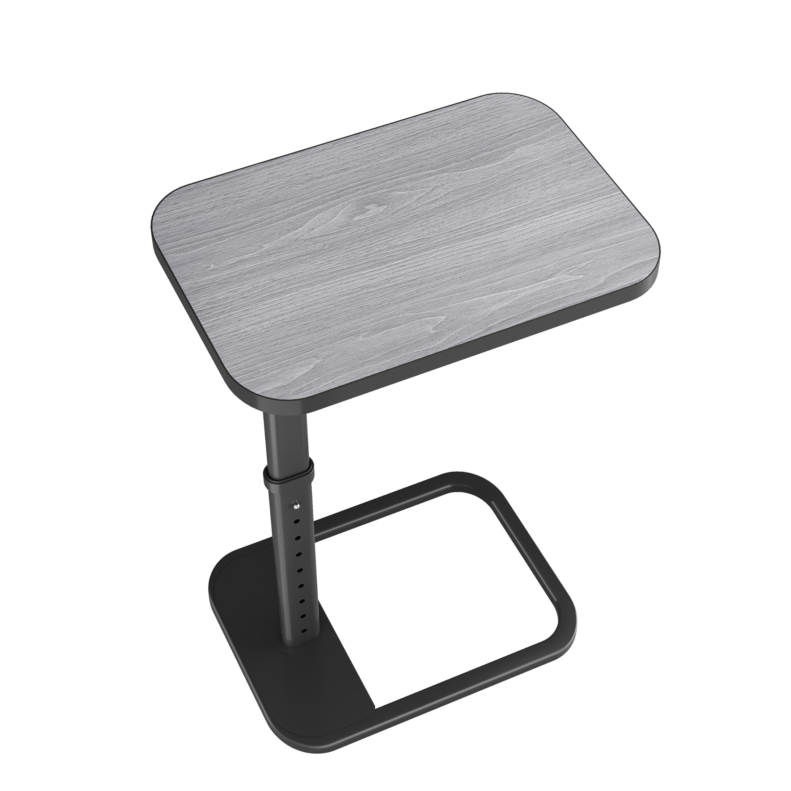 Kitstorack TV Tray Table, Adjustable Height & Rounded Metal Corners, Snack Table for Couch, Sofa, Bed, Chair, Living Room, C Shaped End Side Table for Eating, Dinner or Laptop, Small Spaces, Black