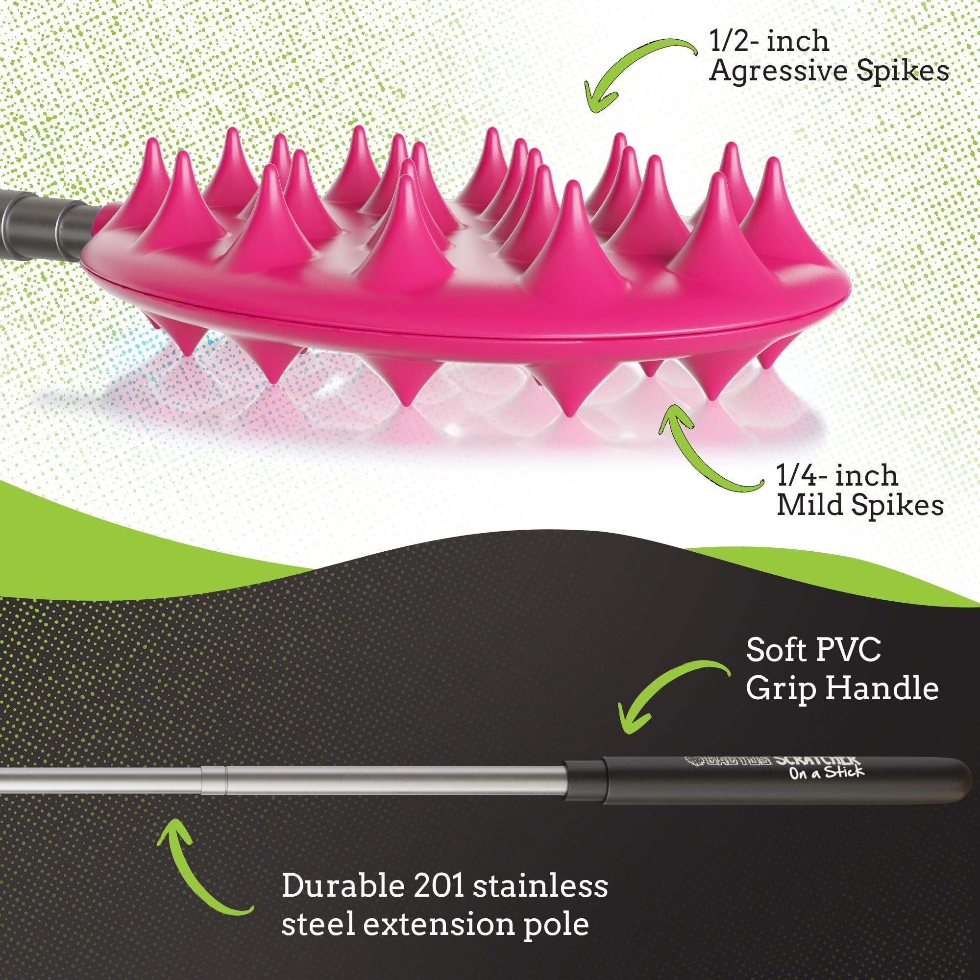 Cactus Scratcher Extendable Big Stick Back Scratcher - Extends 29" Long Double Sided Retractable Scratching Tool for Hand, Neck, Head, and Body - Universal Gift for Family, Pets, and Friends, Glow