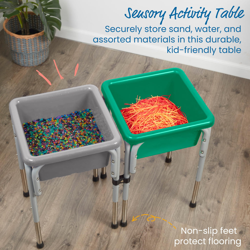 ECR4Kids 2-Station Sand and Water Adjustable Play Table, Sensory Bins, Blue/Red