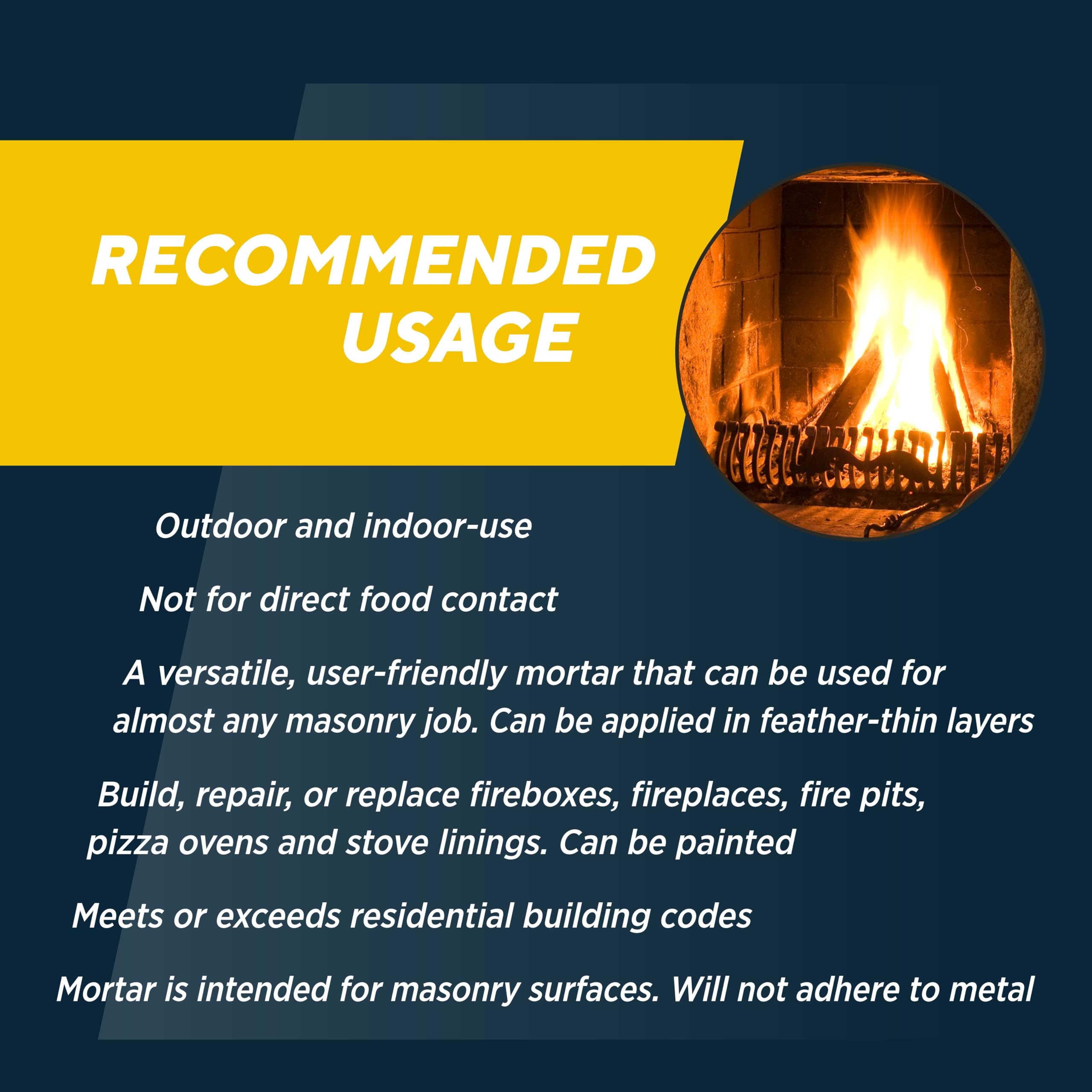 Rutland Dry Mix 211 Refractory Mortar 2.5 Pound - USA-Made High Temperature Mortar for Masonry - 2550°F Fire Cement Patch for Fireplace Brick, Fire Pit, Kiln, Forge & Pizza Oven Repair