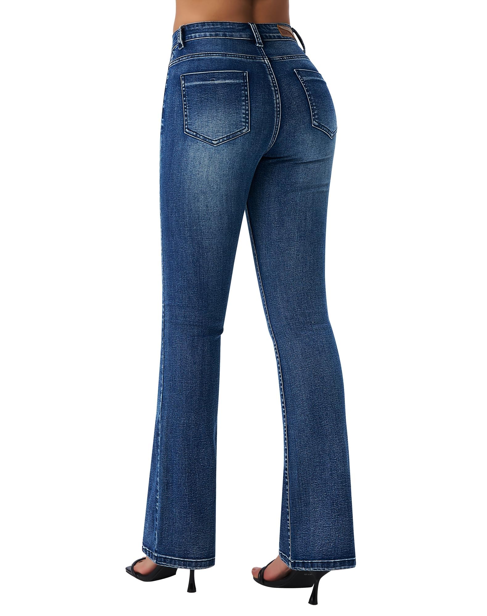 roswear Women's Trendy Stretchy Flare Jeans Mid Rise Bootcut Curvy Denim Pants