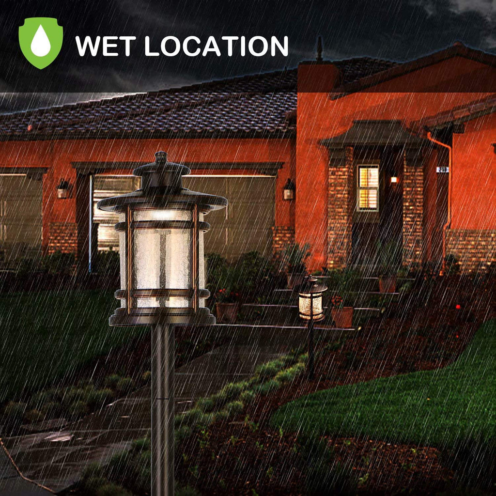 hykolity Low Voltage ORB LED Landscape Path Light with Crackled Glass Shade, 3.4W 155LM 12V-15V Wired Outdoor LED Walkway Light, Die-cast Aluminum Construction, 30-Watt Equivalent, 6 Pack