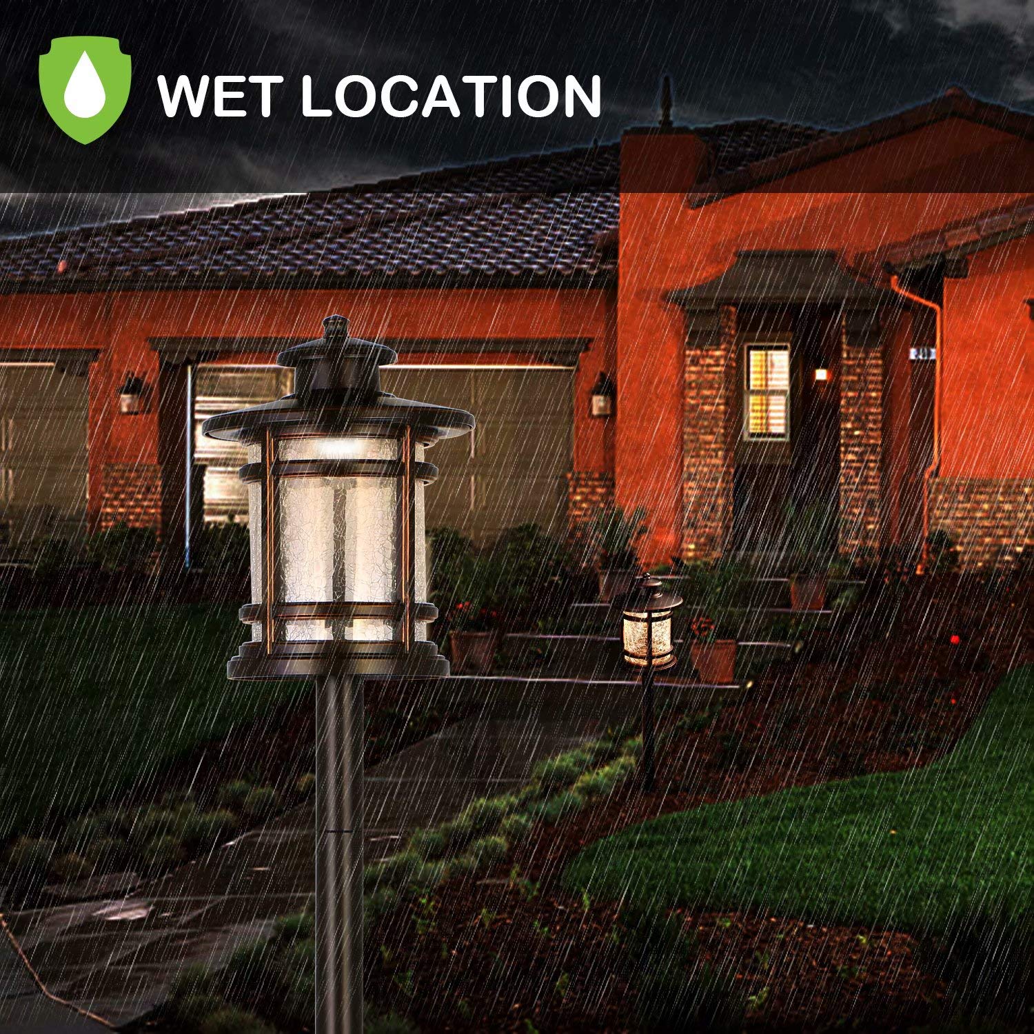 hykolity Low Voltage ORB LED Landscape Path Light with Crackled Glass Shade, 3.4W 155LM 12V-15V Wired Outdoor LED Walkway Light, Die-cast Aluminum Construction, 30-Watt Equivalent, 6 Pack