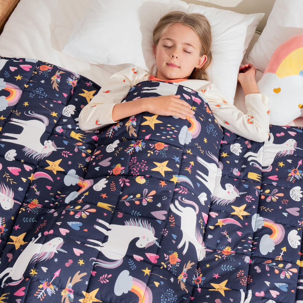 Mr. Sandman Weighted Blanket 3 Pounds Washable, Best for 20-40lb Breathable Cotton Heavy Blanket with Nontoxic Glass Beads - 36" x 48" Cute Cat