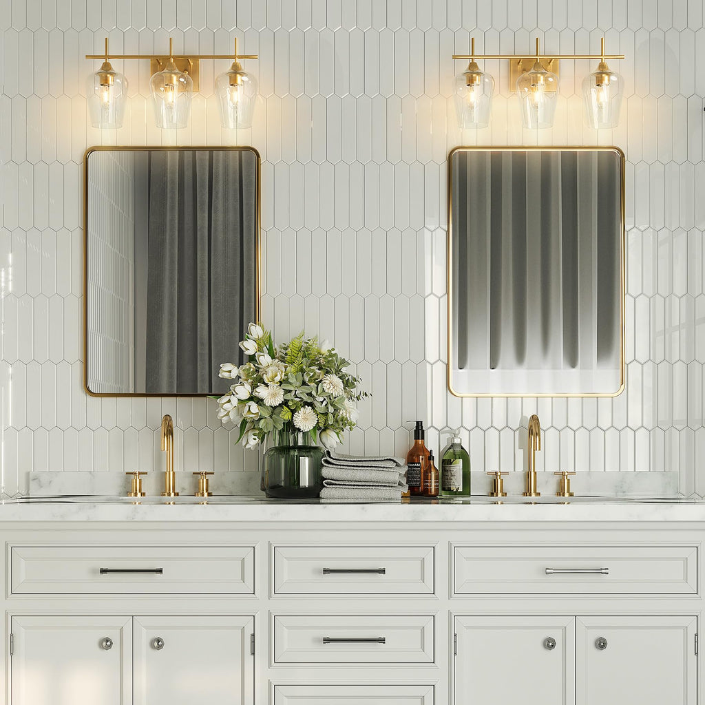 VONLUCE Bathroom Vanity Light, 2 Light Bathroom Light Fixture Over Mirror, Bathroom Wall Lamp with Clear Glass, Modern Brushed Nickel Vanity Lighting fixtures for Bathroom, Bedroom, Hallway