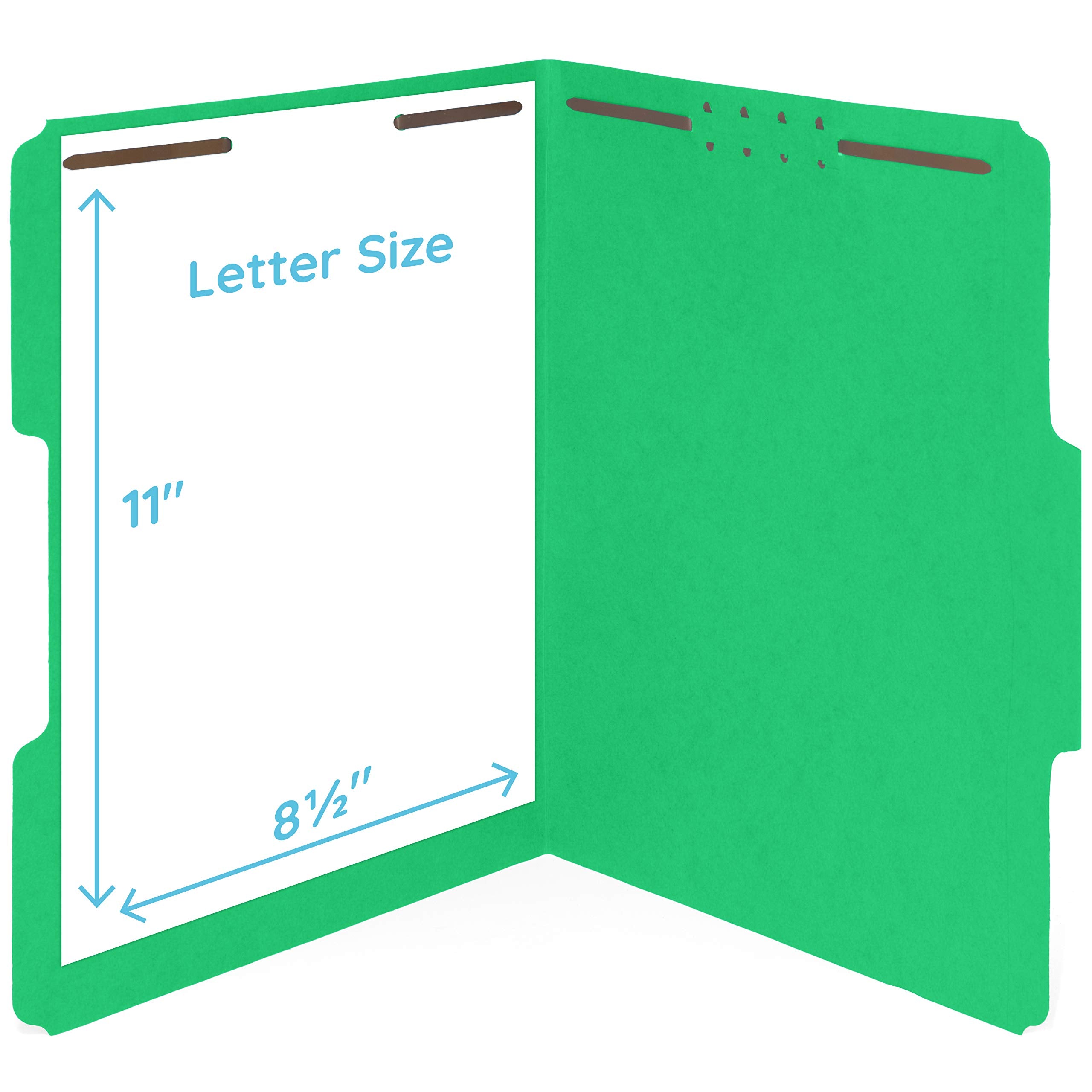 50 Fastener File Folders, File Folders with Fastener 1/3 Cut Reinforced Tab, Durable 2 Prongs for Medical Files, Law Client Files, or Office Reports, Letter Size, Assorted Colors, 50 Pack