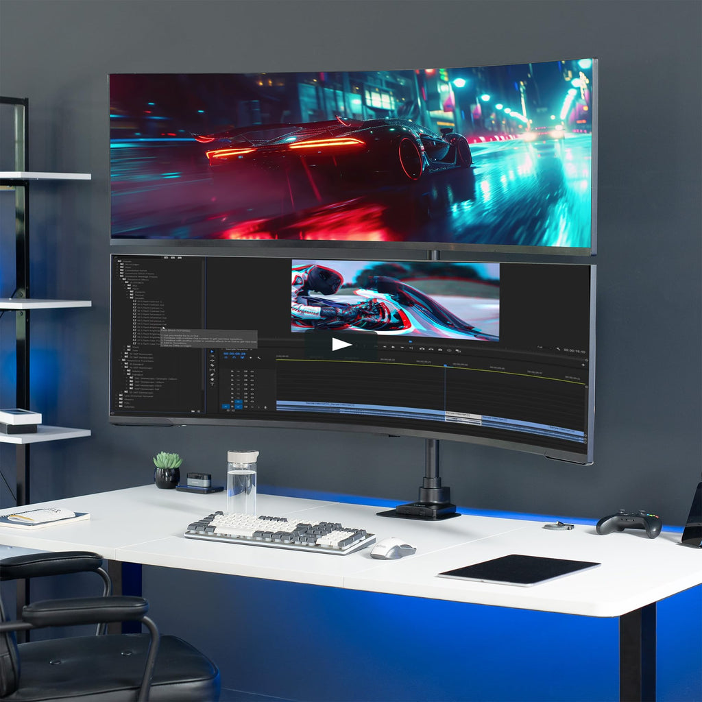 VIVO Dual Monitor Desk Mount Stand with Height Adjustment and VESA Plates for 2 LCD Ultrawide Screens up to 34 inches, Stacked Array, STAND-V002R
