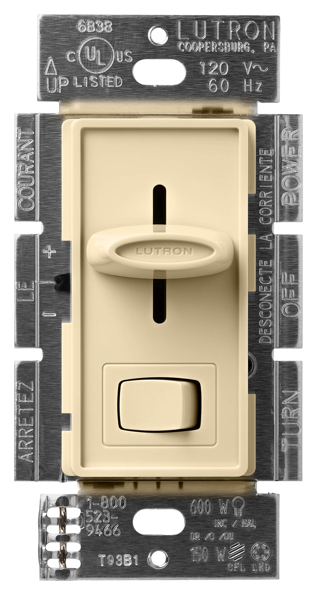 Lutron Skylark LED+ Dimmer Switch for Dimmable LED, Lutron Dimmer Switch For Halogen and Incandescent Bulbs, 150W/Single-Pole or 3-Way, SCL-153P-AL, Almond