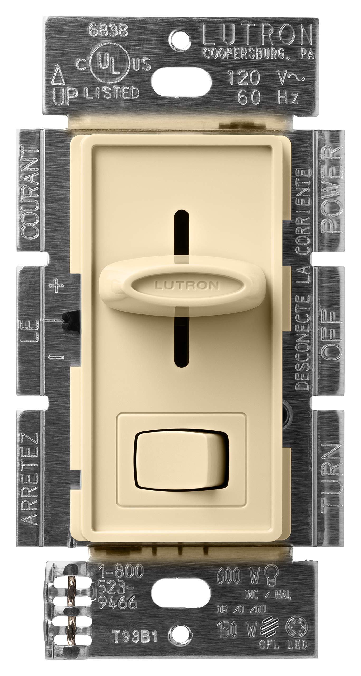 Lutron Skylark LED+ Dimmer Switch for Dimmable LED, Lutron Dimmer Switch For Halogen and Incandescent Bulbs, 150W/Single-Pole or 3-Way, SCL-153P-AL, Almond