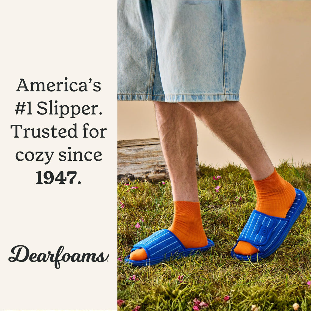 Dearfoams Men's Adjustable Indoor/Outdoor Memory Foam Machine Washable Summer Slide Slipper