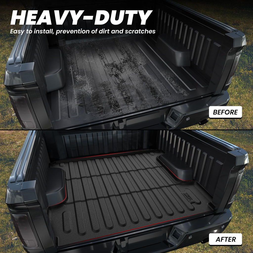 LASFIT Truck Bed Mat for 2009-2016 Ford F250 F350 F450 6.75ft Super Duty 81.9'' Bed Liner(Not fit with Drop-in Bed Liner), TPE 100% All Weather Car Bed Mat for F-250 F-350 F-450,1PCS Black