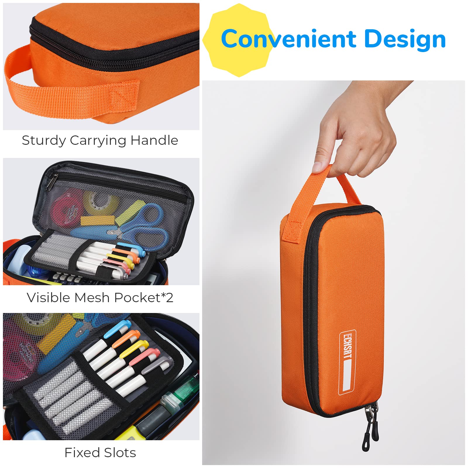 ECHSRT Large Pencil Case, Aesthetic Pen Pouch with Big Capacity, Minimalist Portable Stationery Bag with Handle for Office Organizer Aesthetic Pencil Cases