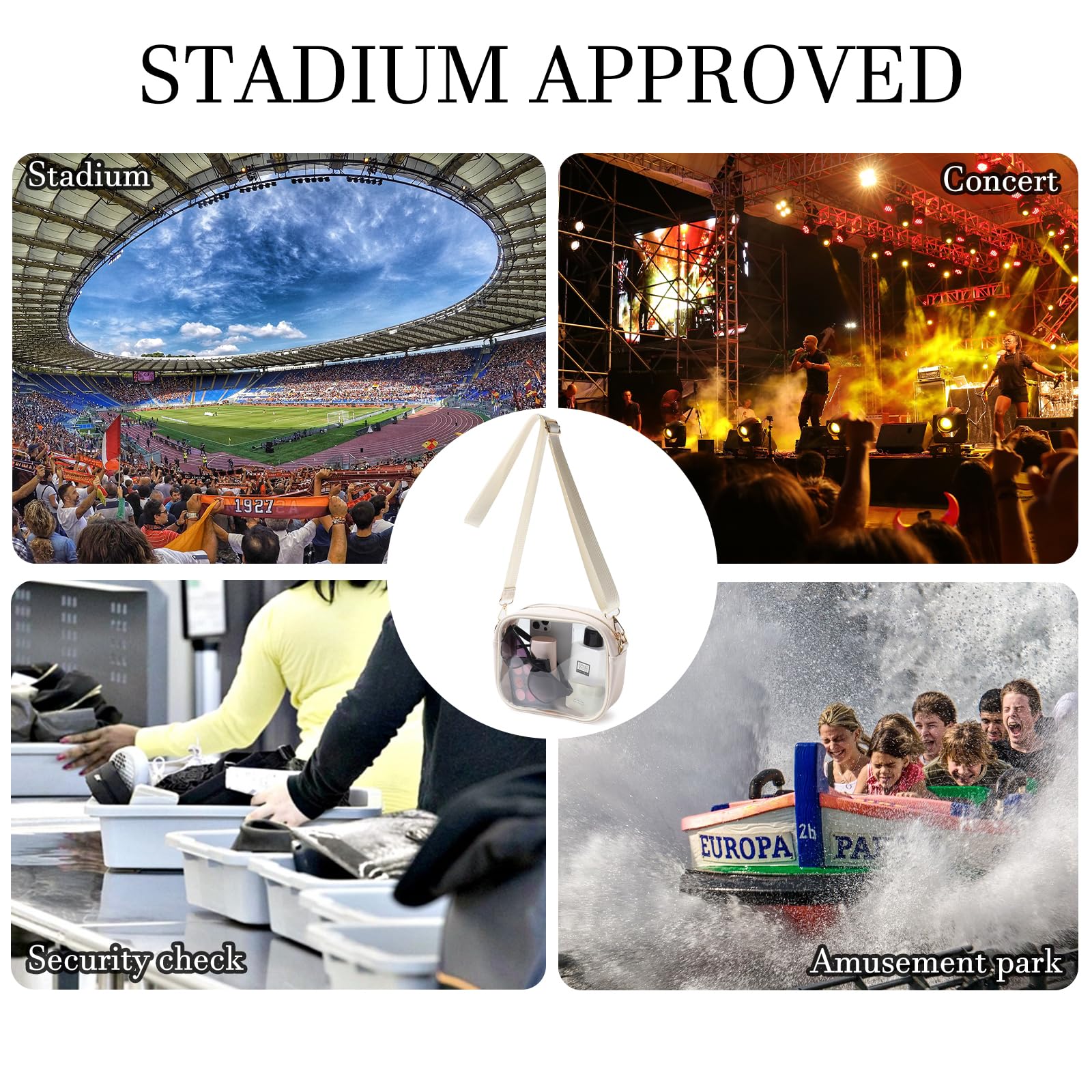 TOBVZOO Clear Bag Stadium Approved, Crossbody Transparent Bag for Concerts Sports Events, Purses for Men & Women