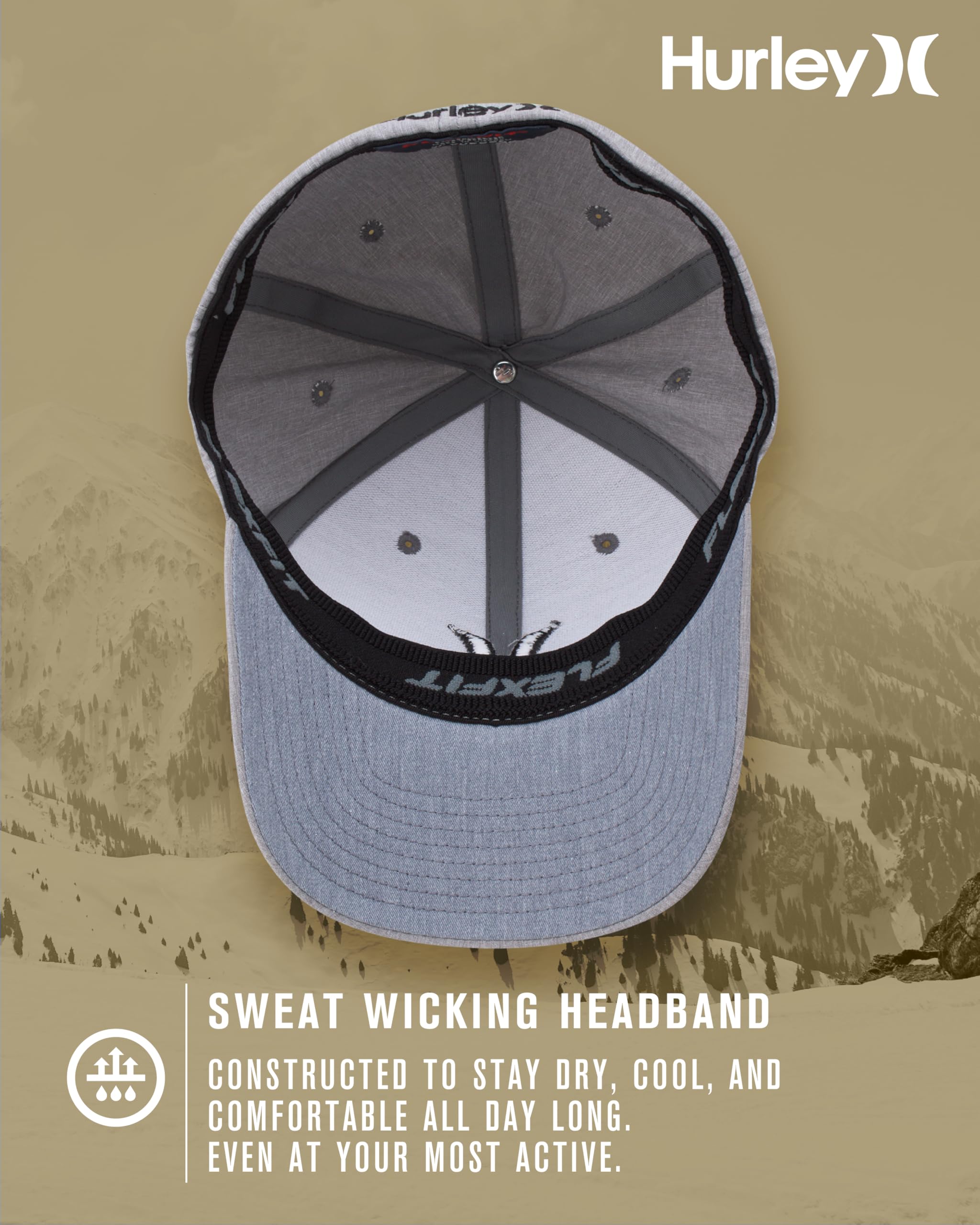 Hurley Men's Caps - One & Only Flexfit Baseball Cap - Fitted Hats for Men (S-XL)