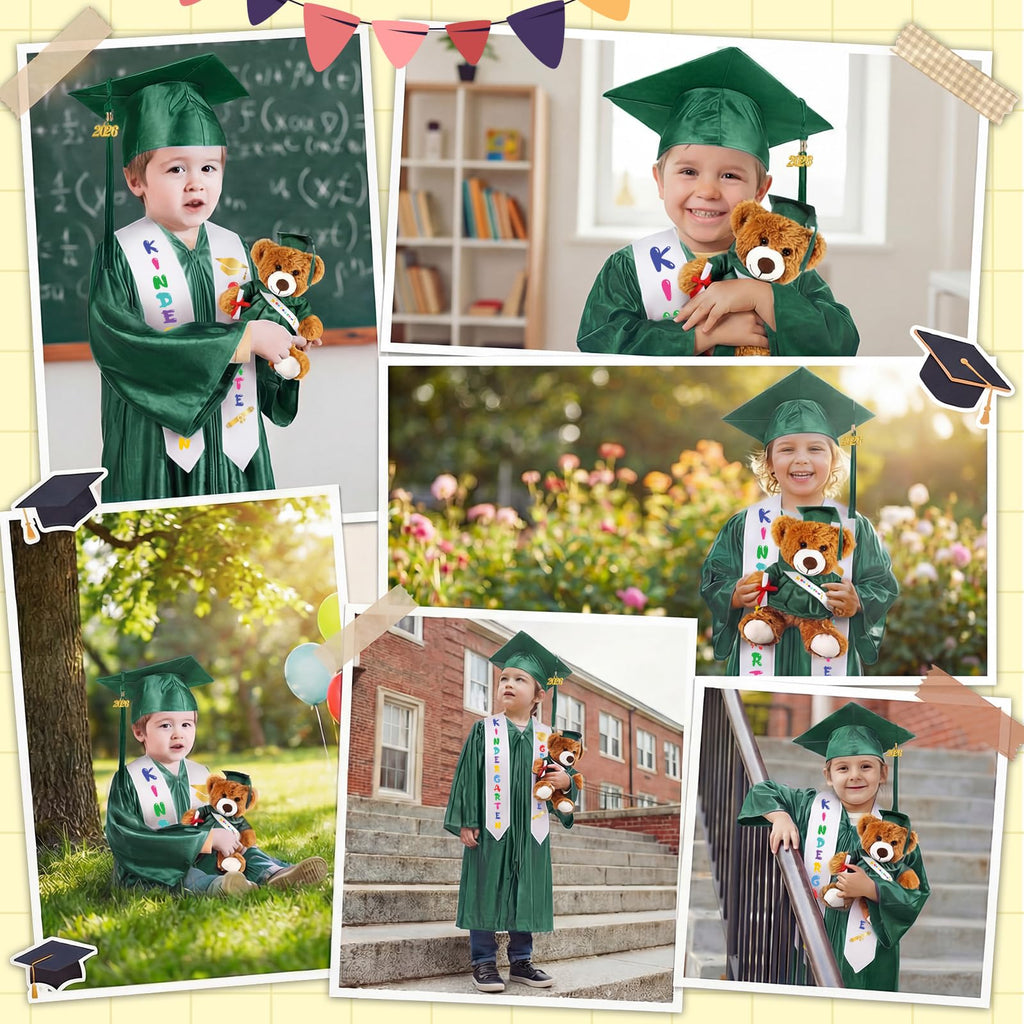 Sintuff 7 Pcs Kindergarten Preschool Graduation Cap and Gown with Bear Gifts 2026 Grad Stole Tassel Sash for Toddler Kids