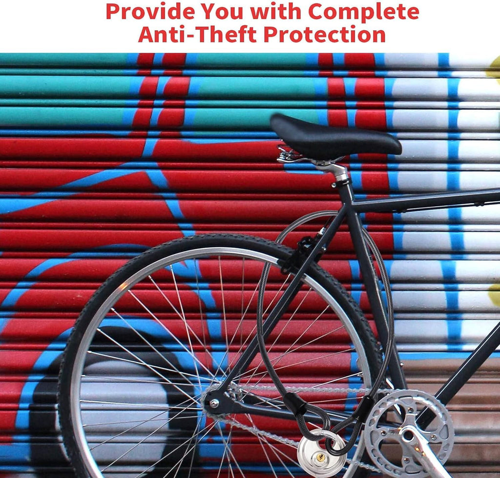 DELSWIN Security Steel Cable with Loops - 12mm (1/2 inch) Thick 4FT Heavy Duty Bike Lock Cable Vinyl Coated Braided Cables for U-Lock and Padlock