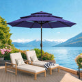 ONBRILL 10 FT Patio Umbrella, 3 Tier Outdoor Table Umbrella with 8 Sturdy Glass Fiber Ribs and Push Button Tilt, Outdoor Patio Umbrellas for Market Pool Garden Backyard, 1.5" Pole, Blue (No Base)