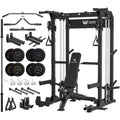 MAJOR FITNESS F22 Power Rack, 1600lbs All-in-One Squat Rack with Dual Pulley System, Heavy-Duty Steel Frame, Attachments & Storage for Home Gym Strength Training