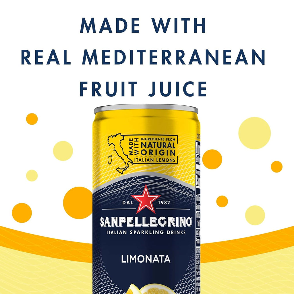 Sanpellegrino Italian Sparkling Drink Limonata, Sparkling Lemon Beverage, 6 Pack Of Cans 11.15 fl oz