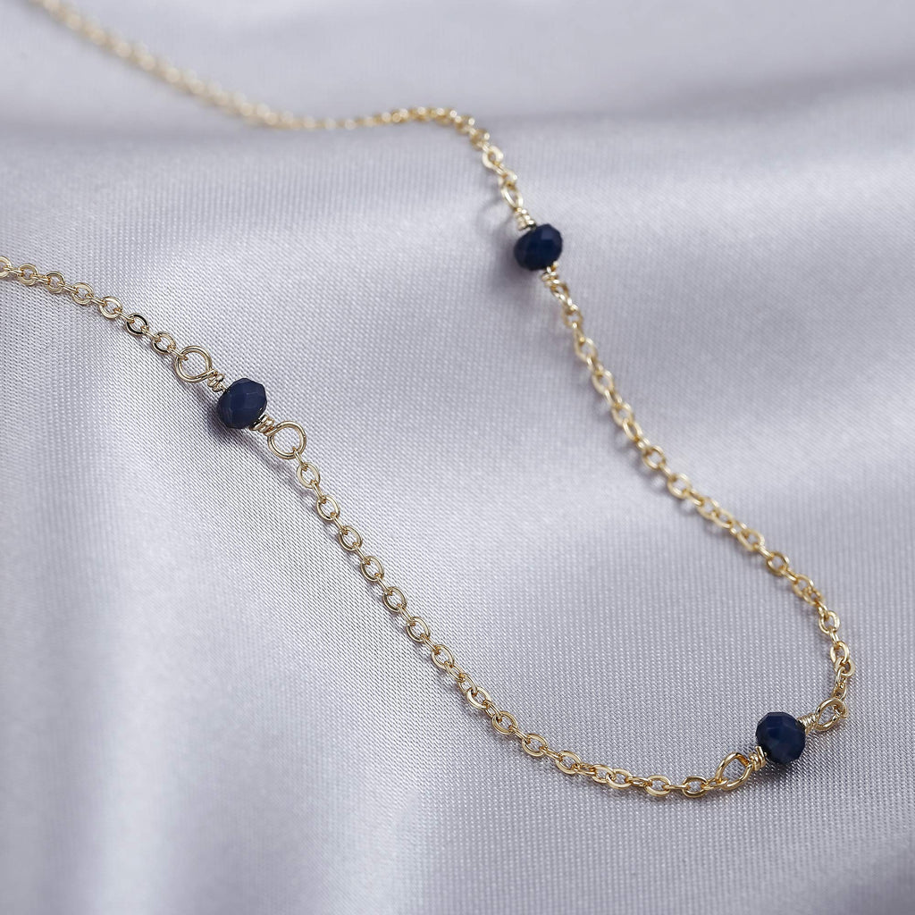 BERISO 14K Gold/Silver Plated Choker Necklace for Women Shining Dots Station Gold Chain Necklace Beads Sparkle Chain Necklace Link Chain Exquisite Jewelry for women