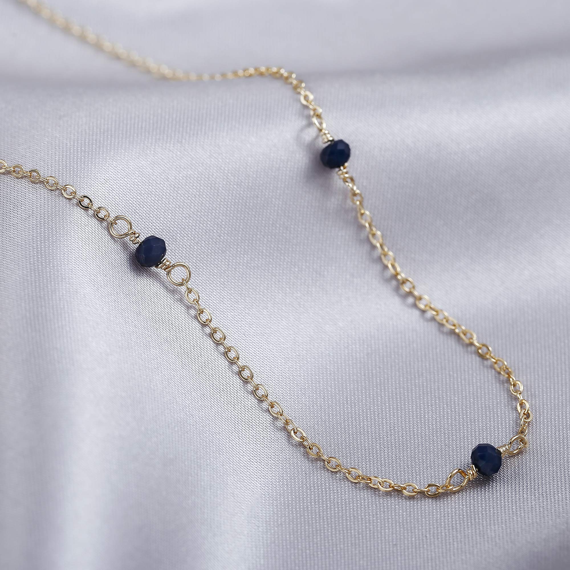 BERISO 14K Gold/Silver Plated Choker Necklace for Women Shining Dots Station Gold Chain Necklace Beads Sparkle Chain Necklace Link Chain Exquisite Jewelry for women